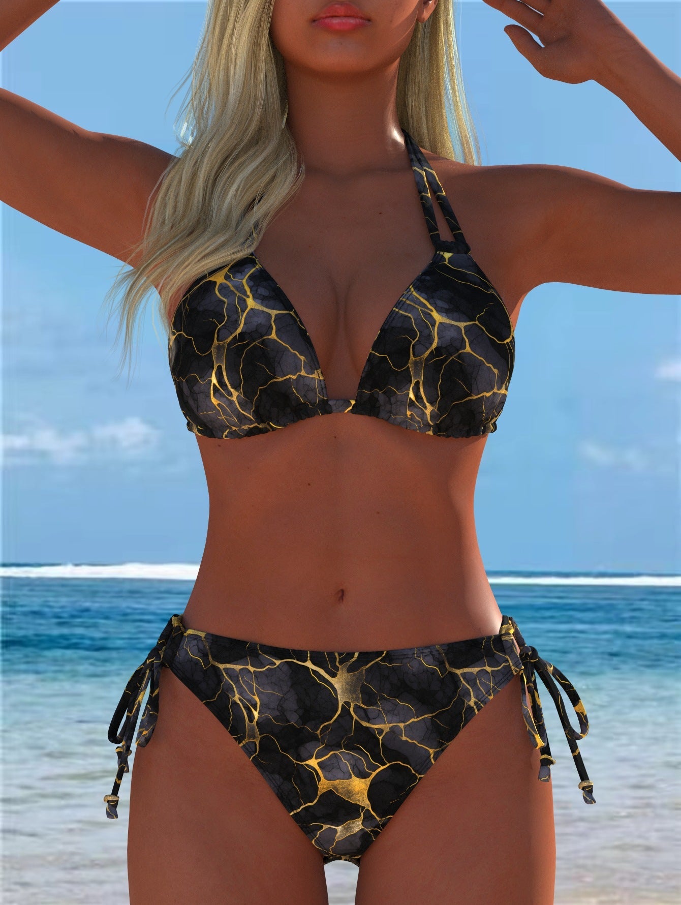 Damen Bikini-Set mit verspieltem Schnitt und trendigem Mustermix Shopnory
