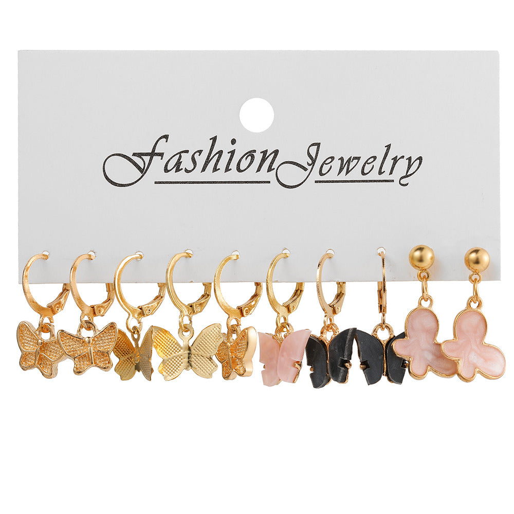 Damen Ohrringe Set mit elegantem Schmetterlings- und Herzdesign Shop Nory