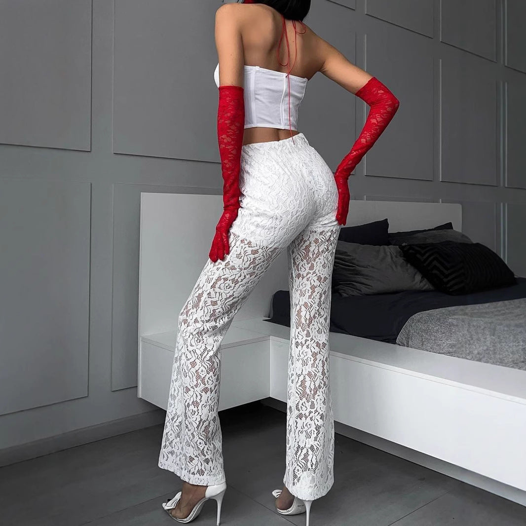 Damen Spitzenhose mit eleganter Schlagform