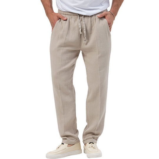 Herren entspannte Crinkle-Freizeithose mit Elastikbund Kordelzug geradem Bein und Eingrifftaschen Shop Nory