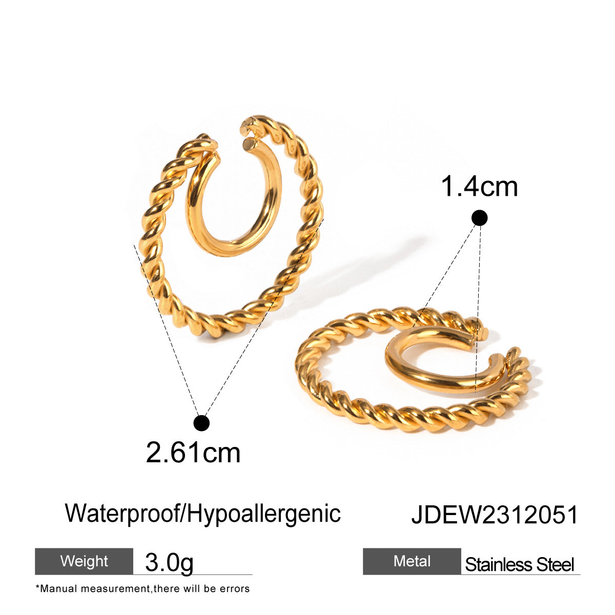 Damen Ohrhänger aus hypoallergenem und wasserdichtem Edelstahl mit elegantem Twisted-Design Shop Nory