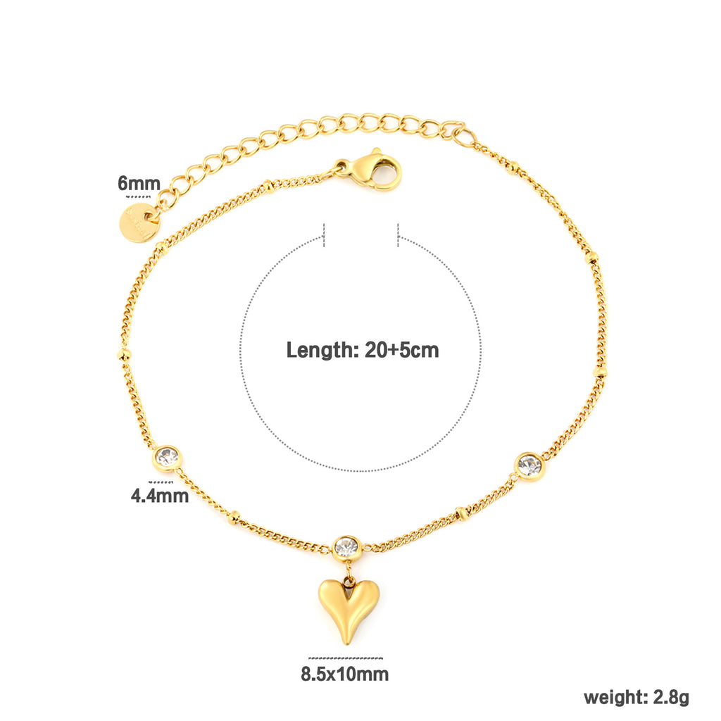 Damen Armband mit funkelndem Herzanhänger und dekorativen Zirkonia-Elementen Shop Nory