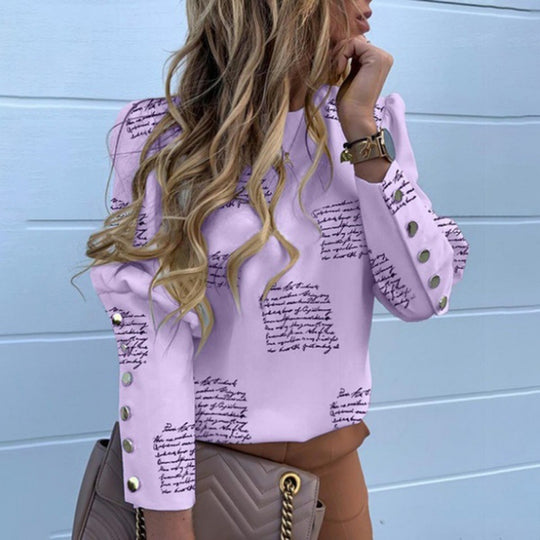 Damen Leichte Bluse mit Leopardenprint, Ballonärmeln und Zierknopfleiste Shop Nory