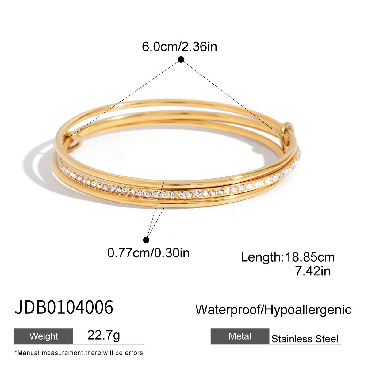 Damen Edelstahl Armband mit funkelnden Kristallen und hypoallergener Verarbeitung Shop Nory