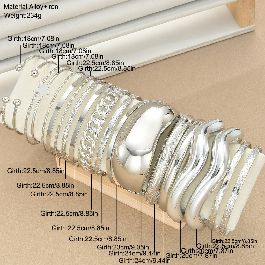 Damen Armreifen-Set aus hochwertigem Edelstahl mit moderner Struktur Shop Nory