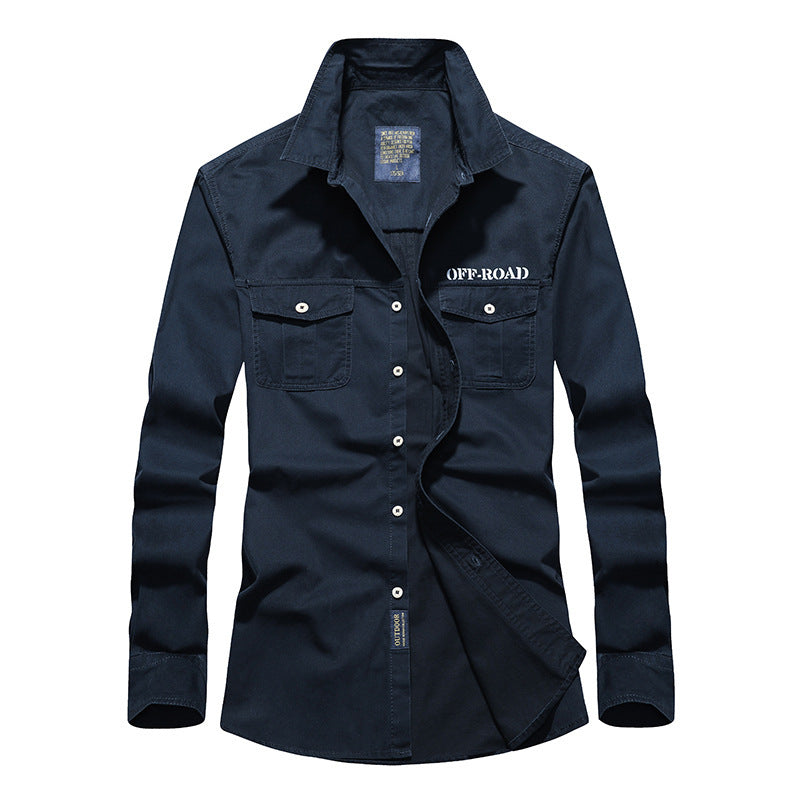 Herren Langes Utility-Hemd mit Brustpattentaschen, Button‑Front und OFF‑ROAD Logo Shop Nory