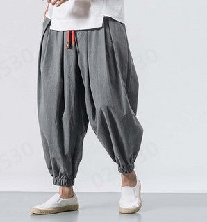 Herren ausgefallene Ballonhose im Haremstil mit Faltenwurf, elastischem Bund und Kordelzug Shop Nory