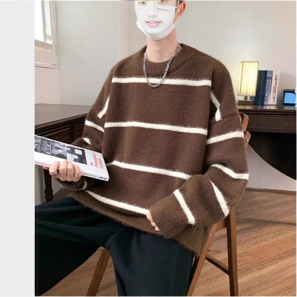 Unisex Oversized Strickpullover mit gestreiftem Design Shop Nory