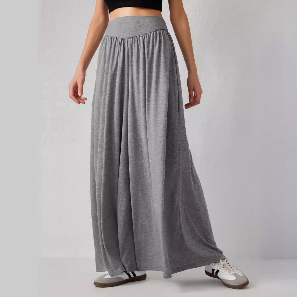 Damen Weit geschnittene Jersey-Hose mit elastischer Taille und elegantem Fall