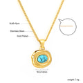 Damen Halskette mit goldplattiertem Anhänger und türkisfarbenem Stein Shop Nory