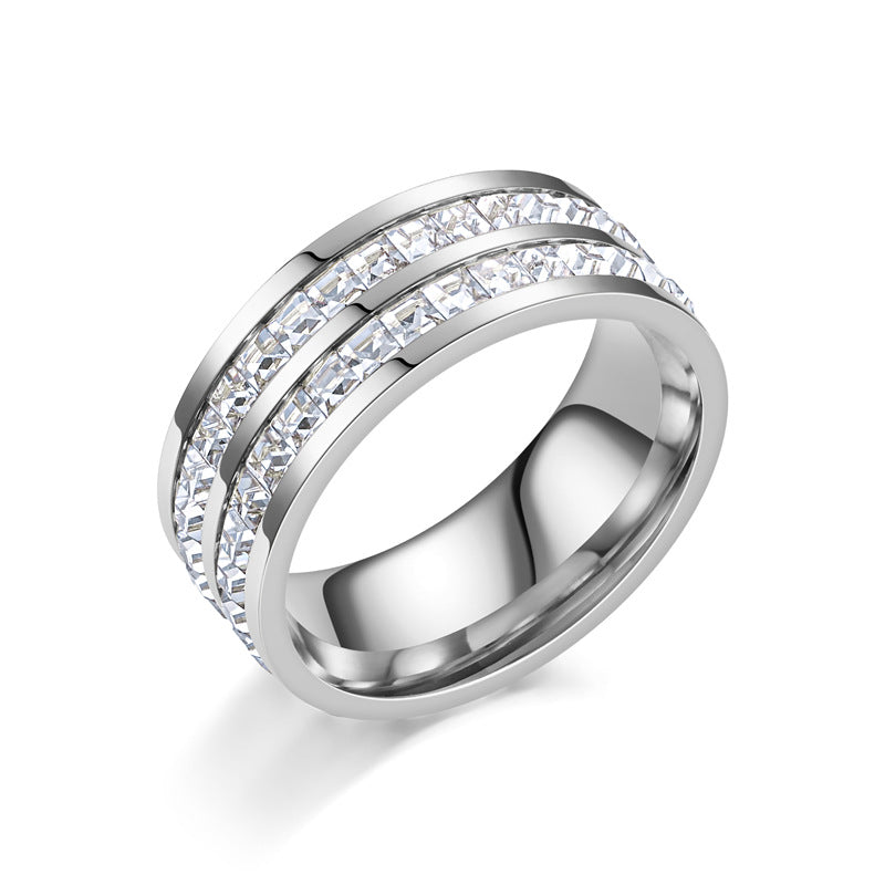 Damen Ring mit funkelnden, quadratischen Zirkonia-Steinen Shop Nory