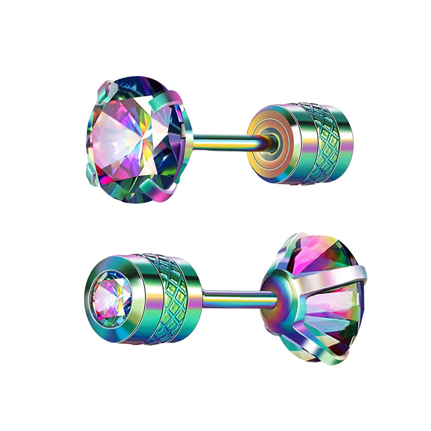 Kristall-Ohrstecker mit Zirkonia-Fassung und Schraubverschluss