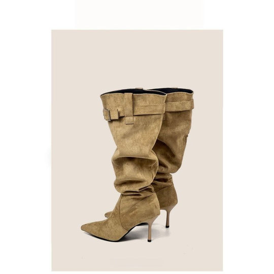 Damen Slouch-Stiefel mit spitz zulaufender Zehenpartie und schmalem Stiletto-Absatz Shop Nory