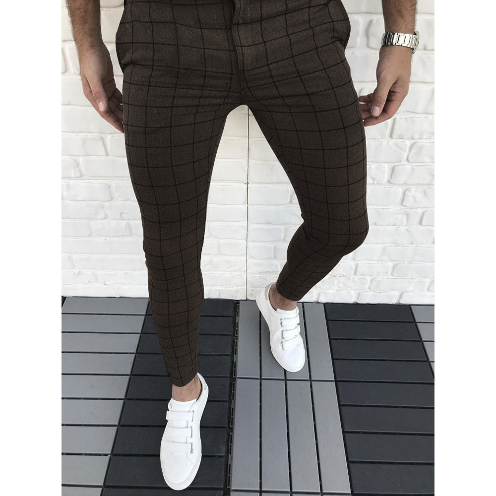 Herren Karierte Anzughose im Slim Fit Stil