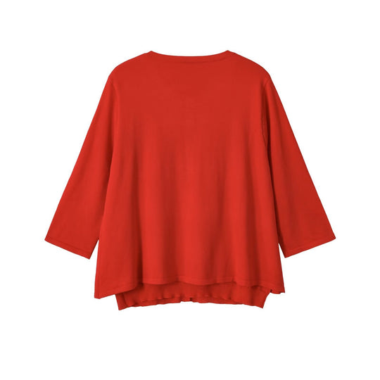 Damen Leichter Dreiviertelarm Knopf-Cardigan mit Rundhals und verlängerter Rippenblende Shop Nory