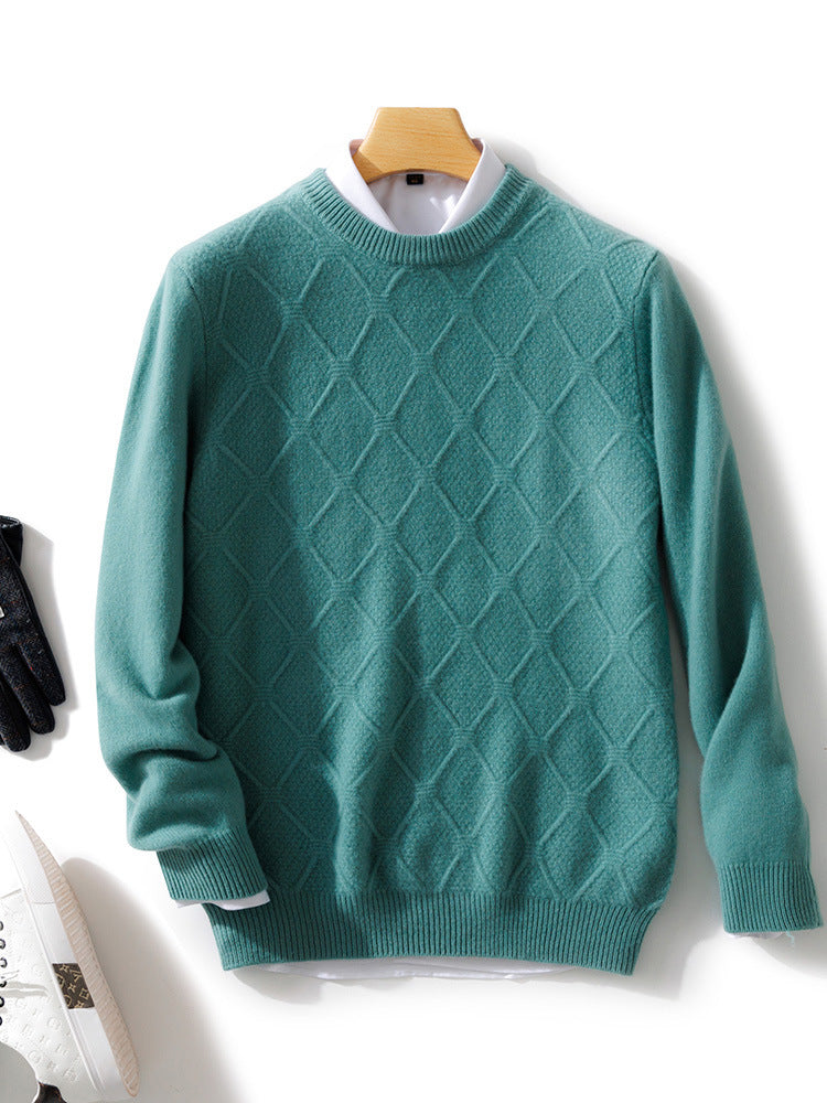Herren Strukturierter Rauten‑Strickpullover mit Rundhalsausschnitt und kaschmirähnlicher Weichheit Shop Nory