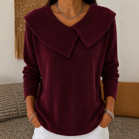 Damen Grobgestrickter Strickpullover mit übergroßem Matrosenkragen Shop Nory