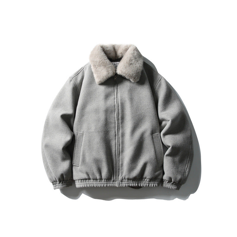 Herren Kurzboxy-Wollmix-Fliegerjacke mit Kunstfellkragen und elastischem Saum Shop Nory