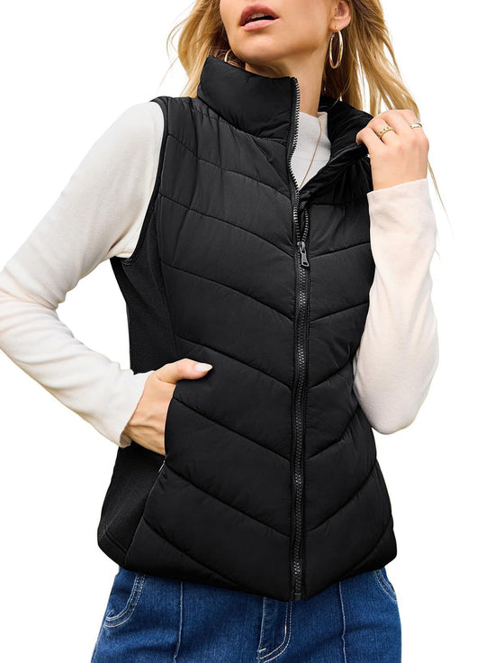 Damen Steppweste mit hohem Stehkragen und figurbetonten Stretchseiten Shop Nory