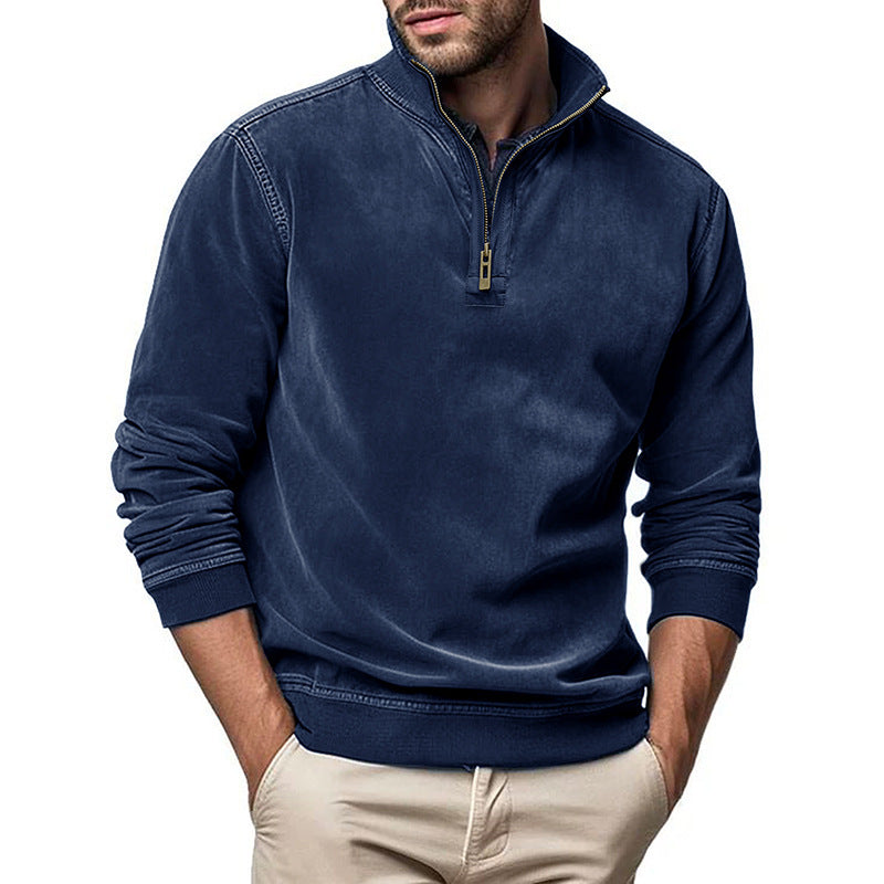 Herren Halbzip Sweatshirt mit Stehkragen und Rippbündchen Shop Nory