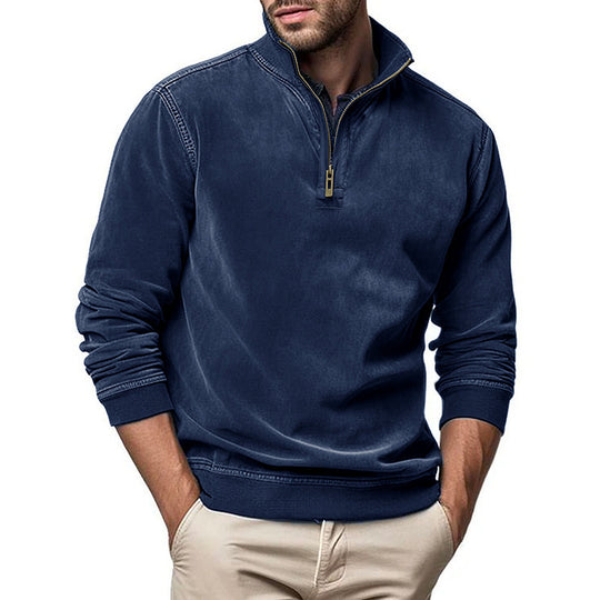 Herren Halbzip Sweatshirt mit Stehkragen und Rippbündchen Shop Nory