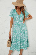 Damen Midi-Kleid mit Flügelärmeln und Knopfleiste