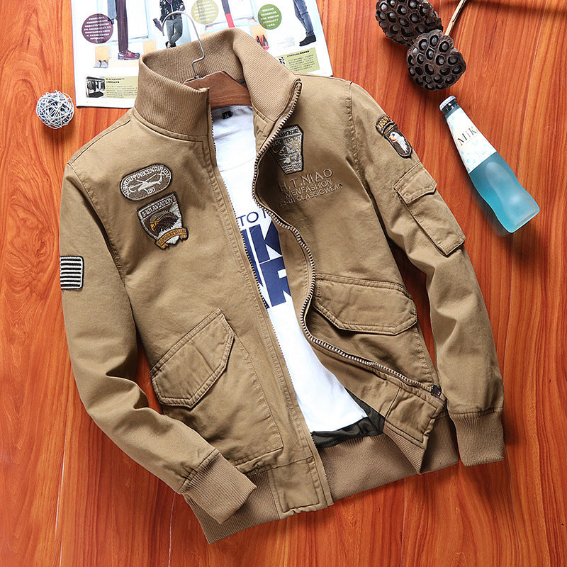 Herren Canvas-Fliegerblouson mit Frontklappentaschen, Ärmeltasche und Rippbündchen Shop Nory