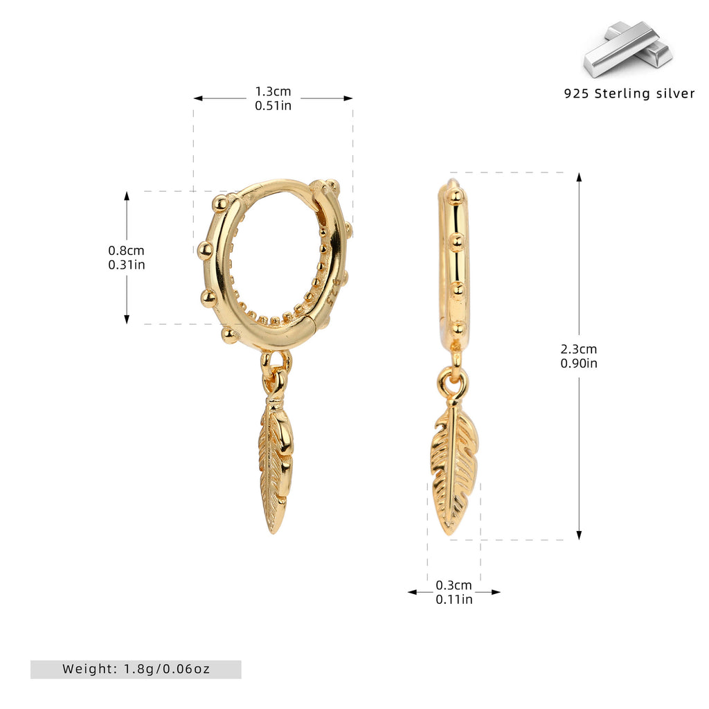 Damen Ohrhänger mit filigranen Blattanhängern aus 925 Sterling Silber Shop Nory