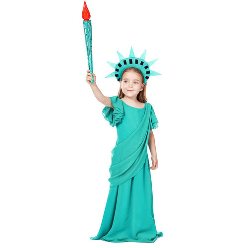 Mädchen Kostüm als Freiheitsstatue mit elegantem Kleid und Accessoires Shop Nory