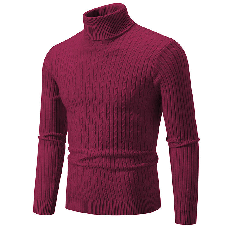 Herren nan taillierter Rollkragenpullover aus feinem Feinstrick mit geripptem Kragen
