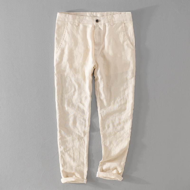 Herren Leichte Leinenchino mit schlanker Passform und gekrempeltem Saum Shop Nory