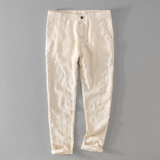 Herren Leichte Leinenchino mit schlanker Passform und gekrempeltem Saum Shop Nory