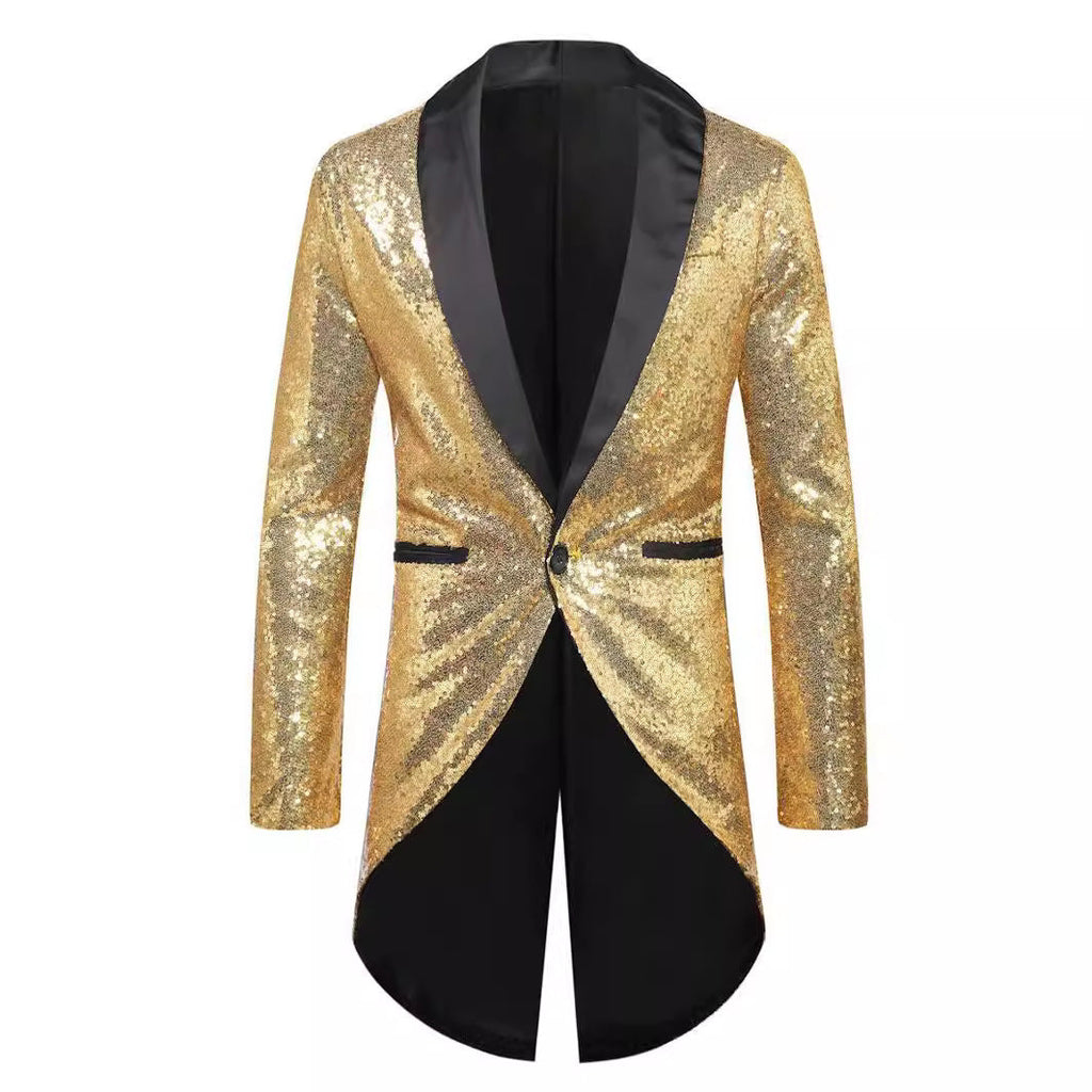 Herren Glitzernder Anzugblazer mit elegantem Schalkragen