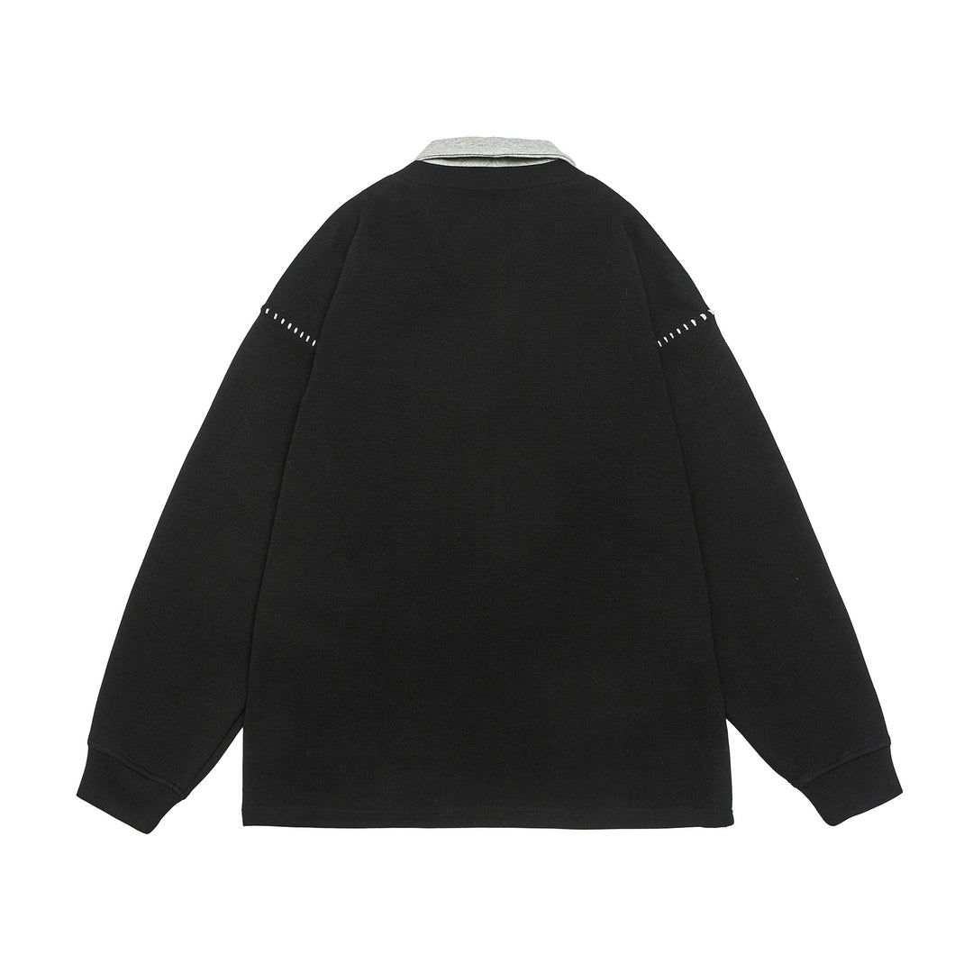Unisex Oversize Polokragen-Sweatshirt mit Kontrastkragen und Zierperforation Shop Nory