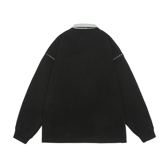 Unisex Oversize Polokragen-Sweatshirt mit Kontrastkragen und Zierperforation Shop Nory