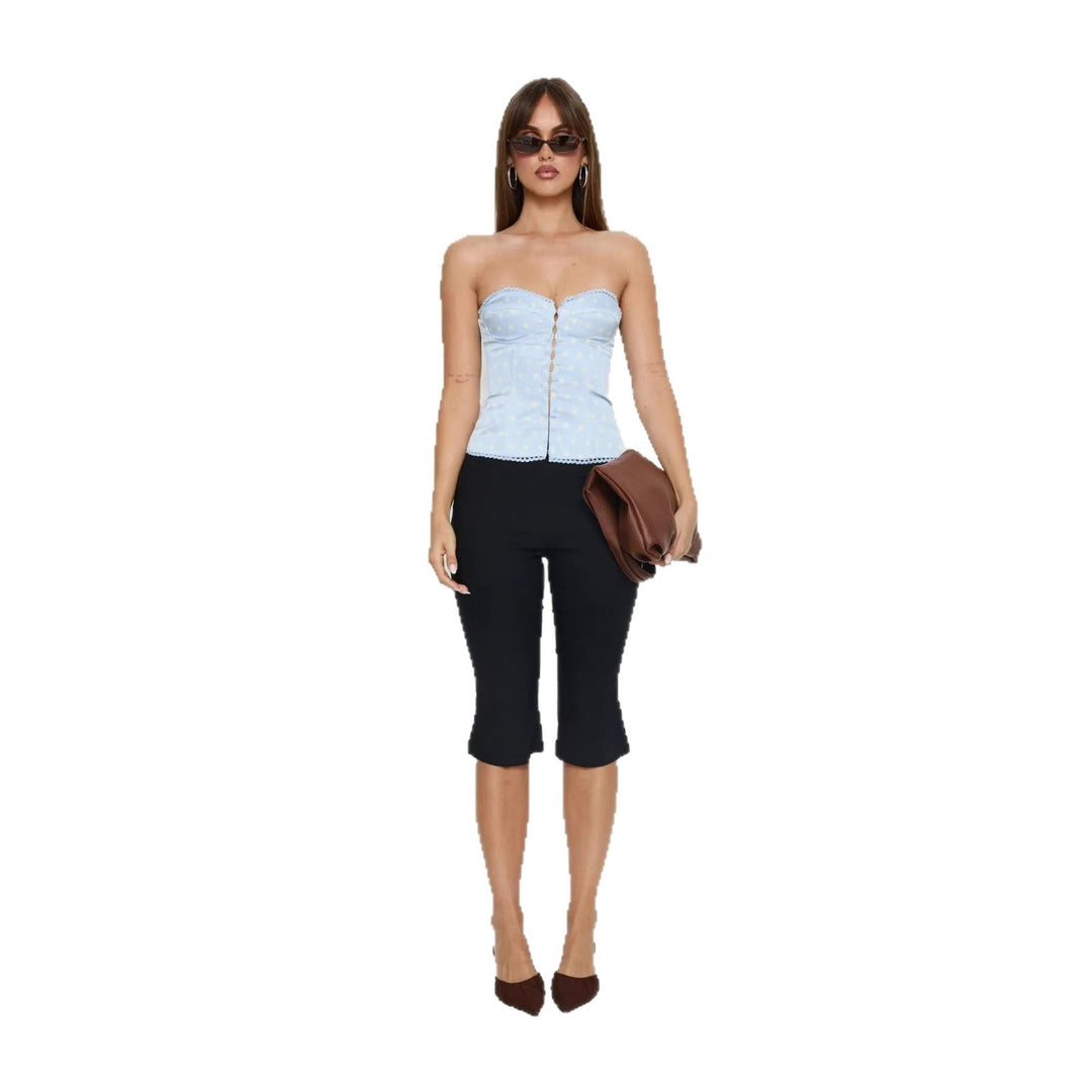 Damen Korsettoberteil mit niedlichem Punktedesign und dekorativen Knopfdetails Shopnory