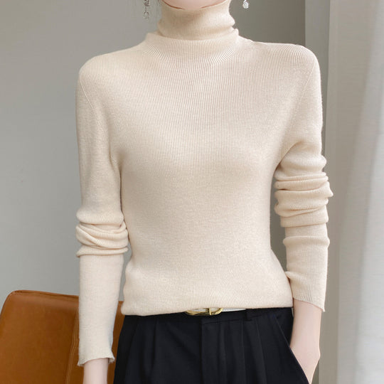 Damen Schmaler Rollkragen-Feinstrickpullover mit elastischer Rippenstruktur und minimalistischer Silhouette Shop Nory