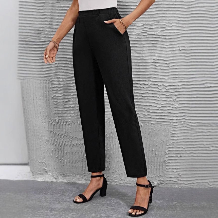 Damen nan hochgeschnittene konisch geschnittene Business-Hose mit elastischem Bund und seitlichen Eingrifftaschen Shop Nory