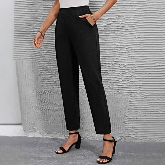 Damen nan hochgeschnittene konisch geschnittene Business-Hose mit elastischem Bund und seitlichen Eingrifftaschen Shop Nory