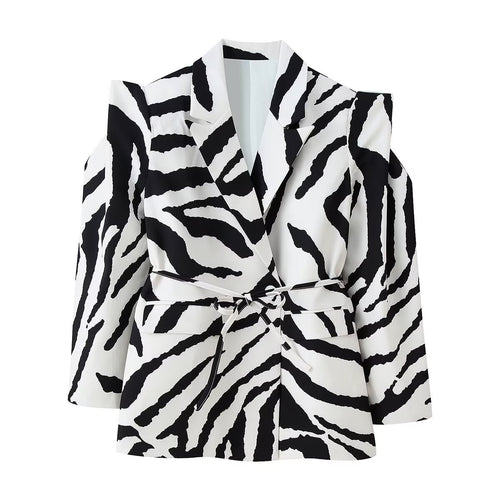 Damen Taillierter Blazer mit Bindegürtel und Cut-Out-Schultern Shop Nory