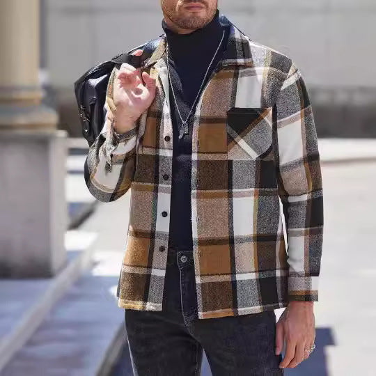Herren lässige Karomuster Hemdjacke