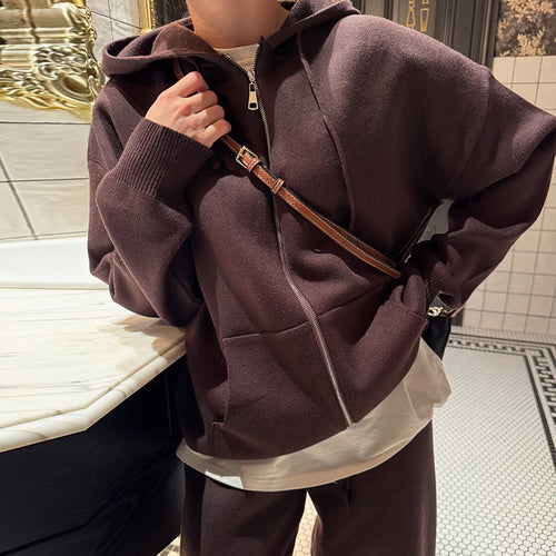 Damen lässiger Oversize-Hoodie und weite Hose Set Shopnory