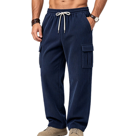 Herren Lässige Cord-Cargo-Hose mit elastischem Bund und Kordelzug Shop Nory