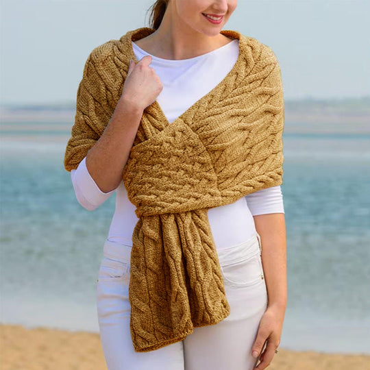 Damen Strickschal mit Zopfmuster & Vielseitigem Tragekomfort