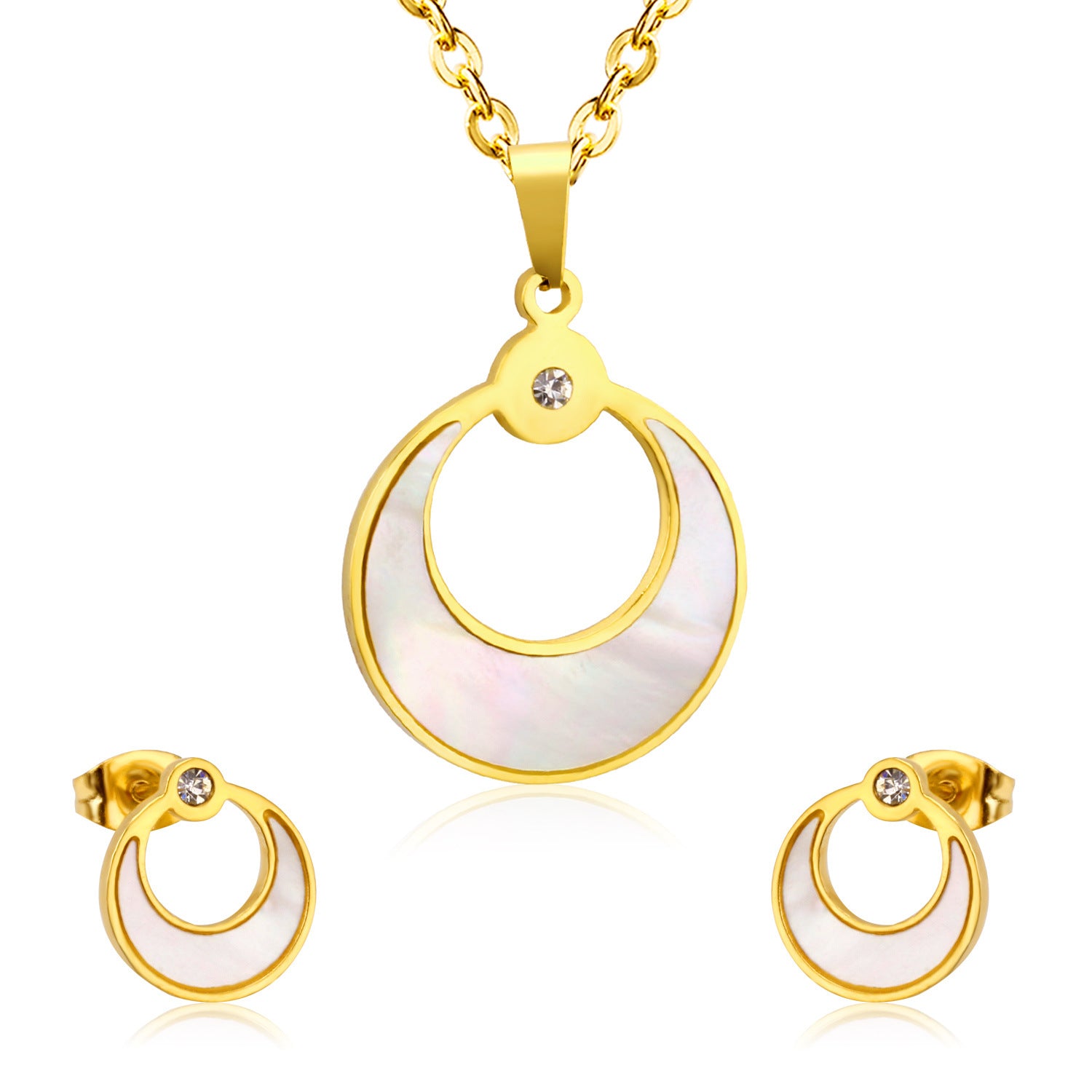 Damen Schmuckset mit eleganten Anhängern aus antiallergischem Edelstahl und funkelnden Zirkonia Shop Nory