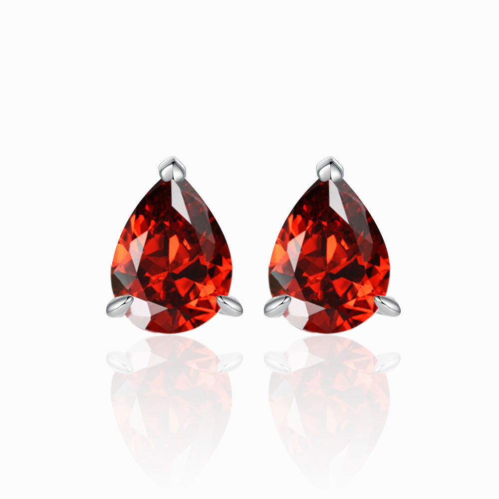 Damen Ohrstecker mit tropfenförmigem Edelstein und hochwertigem Zirkonia-Besatz Shop Nory