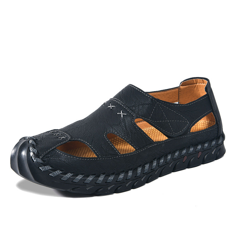 Herren Atmungsaktive Leder-Sandalen mit rutschfester Sohle