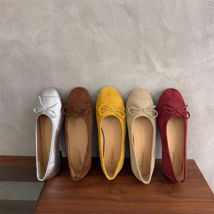 Damen Ballerina-Schuhe mit modischer Schleifenverzierung und komfortablem Fußbett