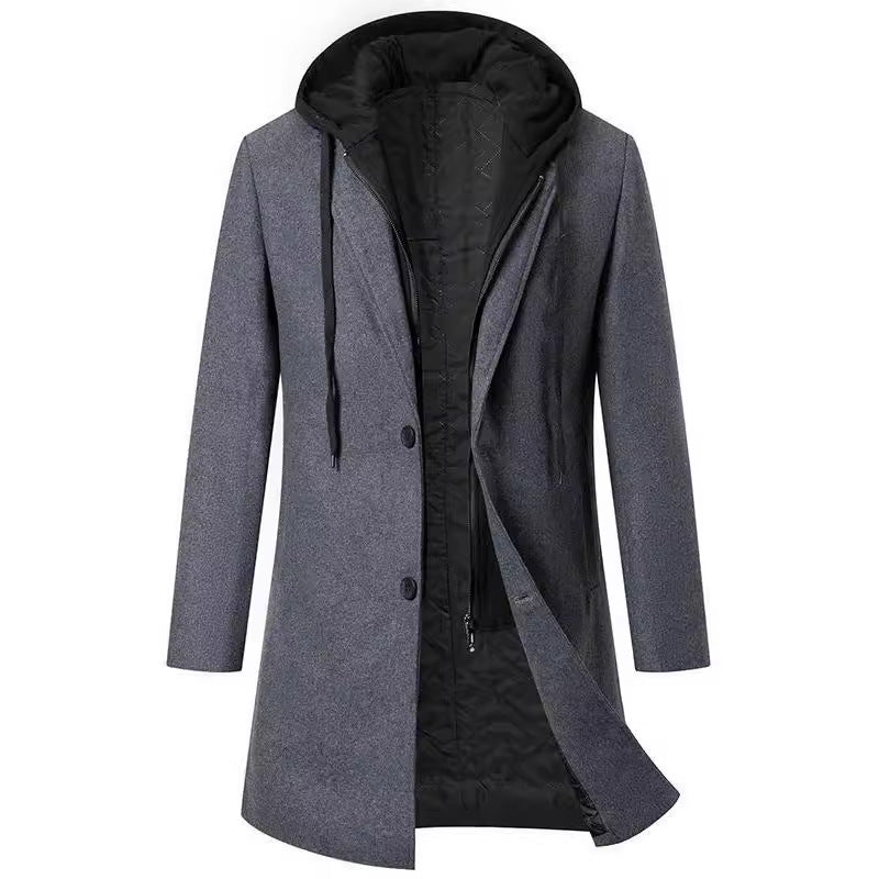 Herren Wollmix-Mantel mit herausnehmbarem Kapuzen-Innenfutter und gesteppter Isolierung Shop Nory