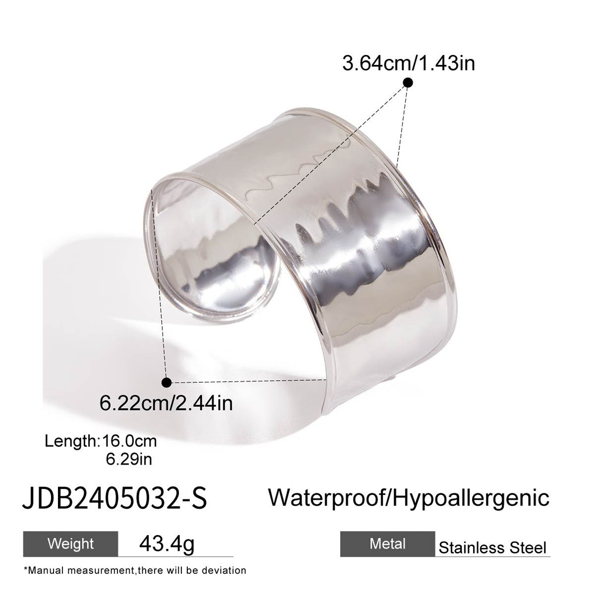 Damen Offenes Armband mit elegantem Wellenmuster aus hypoallergenem Edelstahl Shop Nory